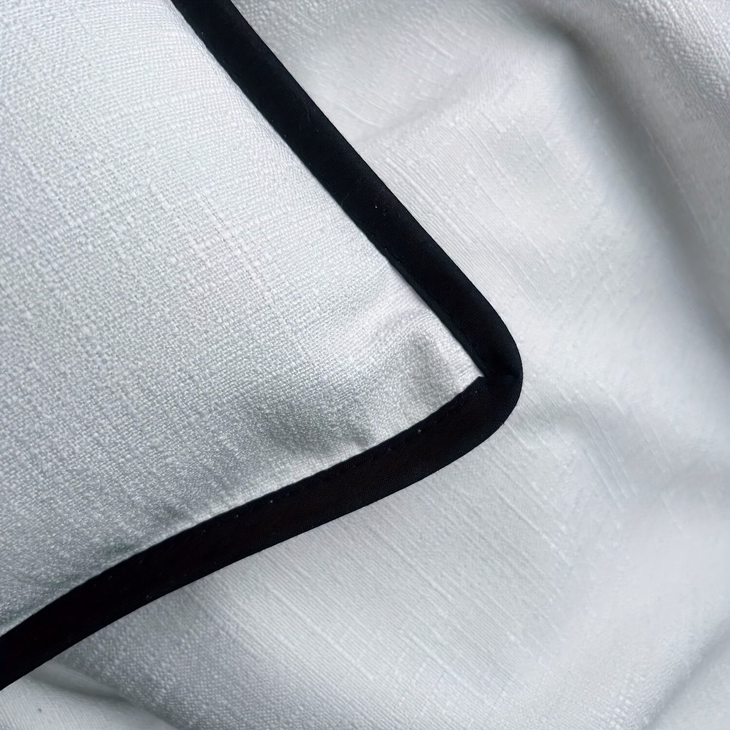 Soft Luxurious Imitation Linen White Cushion Cover with Black Piping