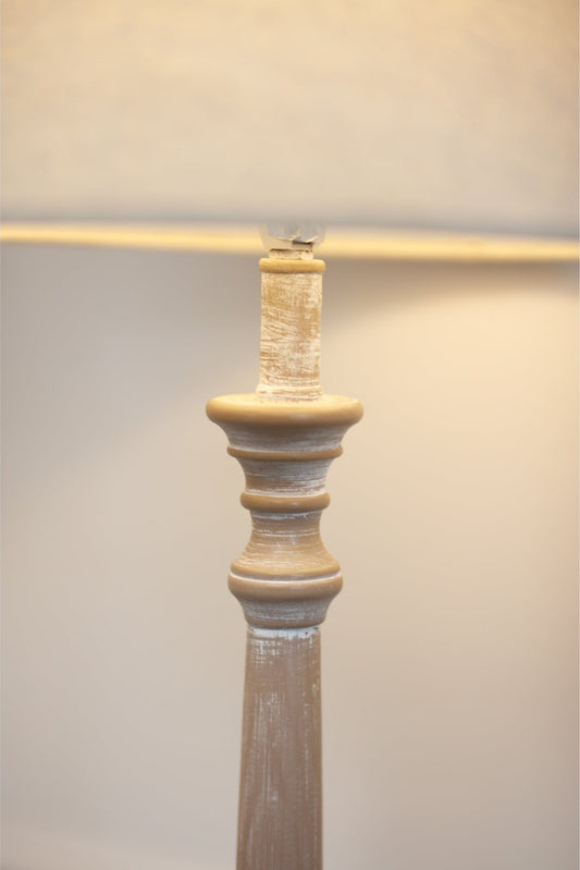 Handcrafted Rustic Leptis Magna Table Lamp with Linen Shade