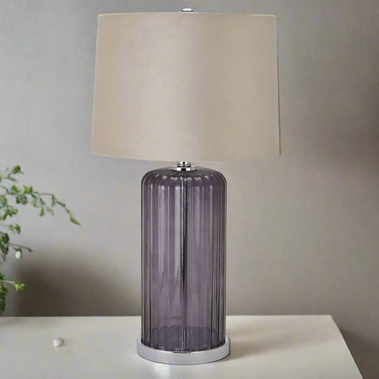 Modern Decorative Metallic Glass Table Lamp With Velvet Shade