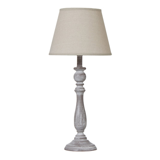 Dunum Carved Column Table Lamp with Linen Shade