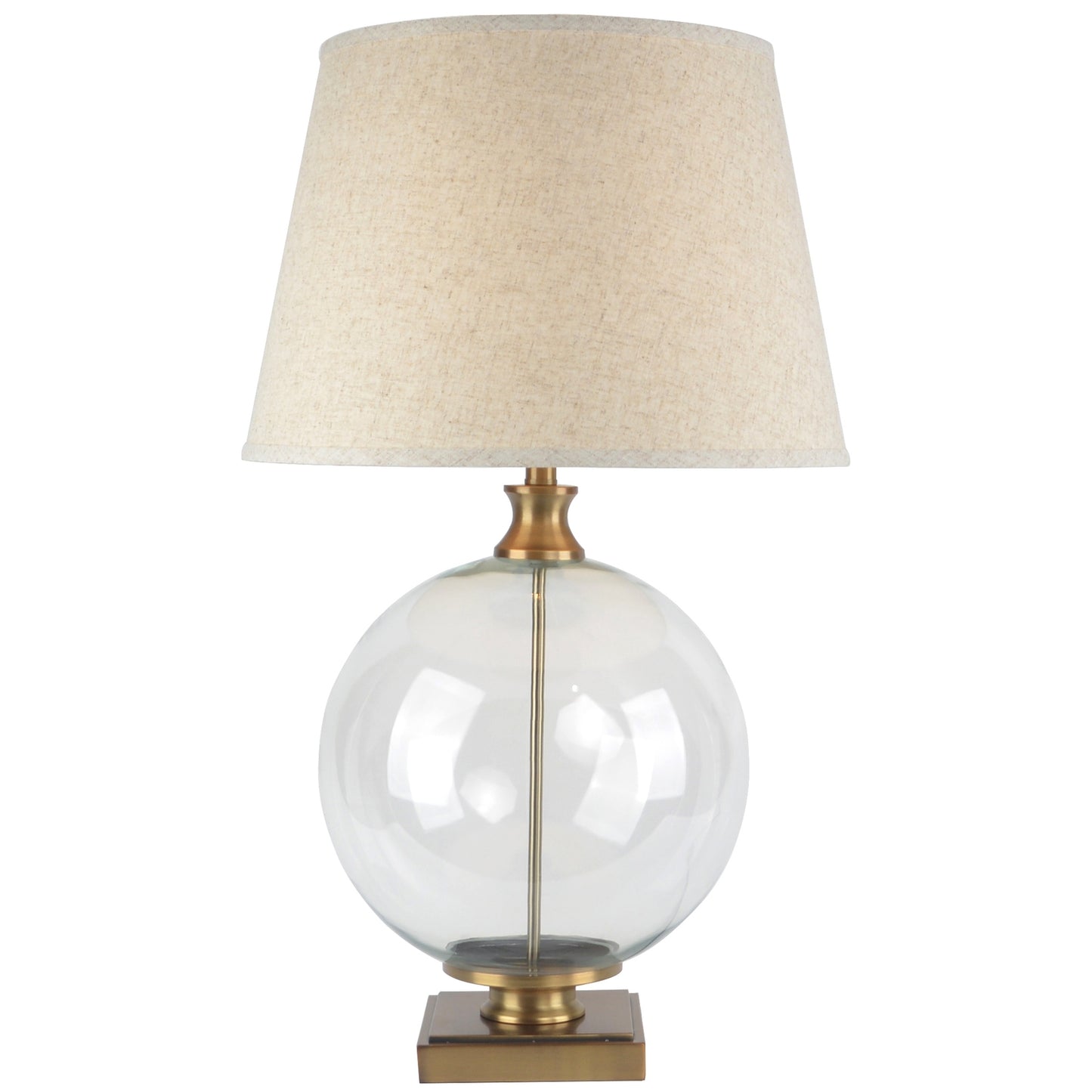 Lunel Glass Orb Table Lamp with Edged Linen Shade