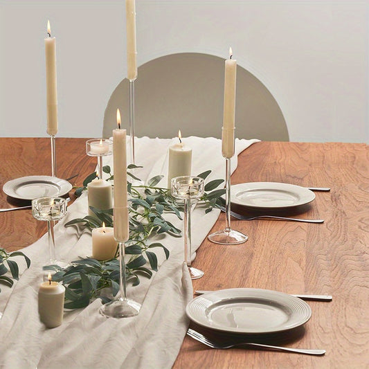 Set of 4 Modern Glass Dinner Candle Holders