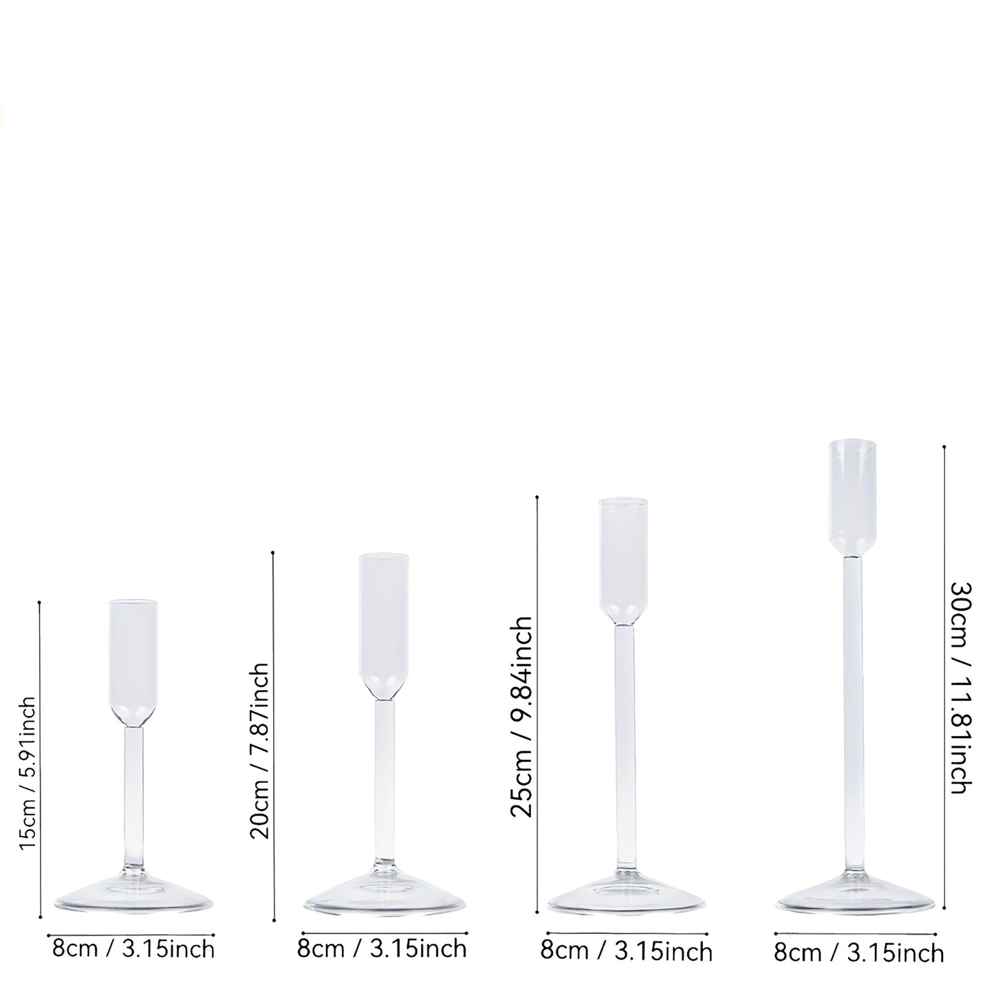 Set of 4 Modern Glass Dinner Candle Holders