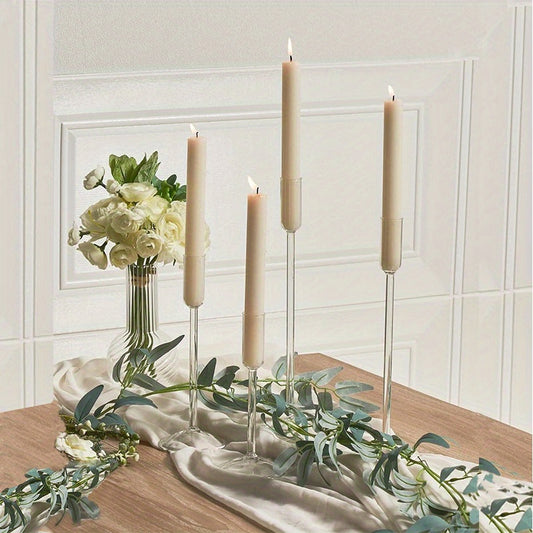 Set of 4 Modern Glass Dinner Candle Holders