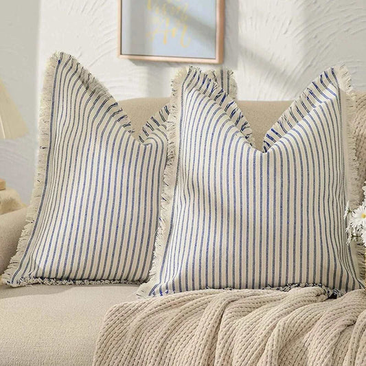 Decorative Nordic Striped Jacquard Cotton Cushion Covers - 6 Colours Lilly & Lula