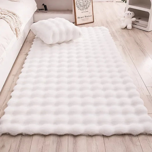 Fluffy & Supersoft Plush Bubble Nordic Rectangle Shaggy Rug - White, Beige, Grey, Ivory & Sage Green Lilly & Lula