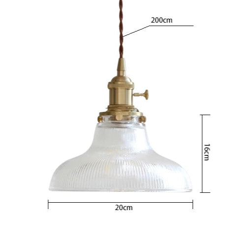 Traditional Nordic Inspired Brass Pendant with Clear Ribbed Glass