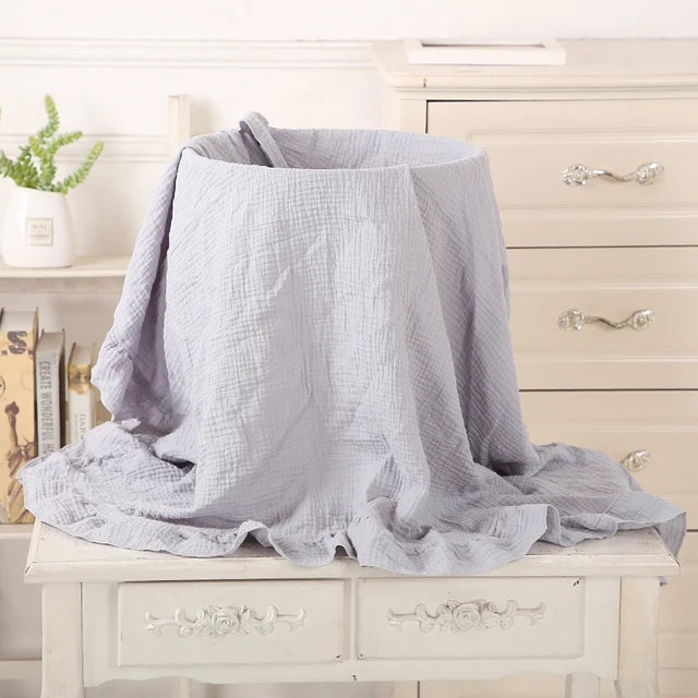 Organic Cotton Ruffled Muslin Baby Swaddle Blanket - 4 Colours