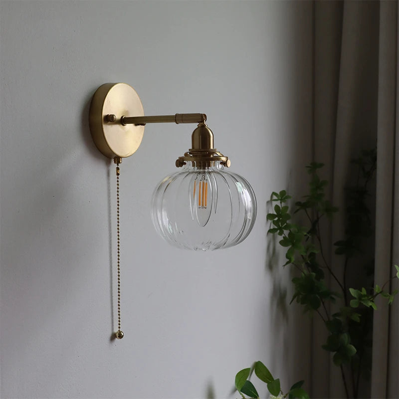 Nordic Luxury Modern LED Round Ripple Flush Wall Light - Brass