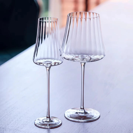 Sets of 2, 4 & 6 Handmade Sky Ripple Crystal Wine & Champagne Glasses - 5 Styles