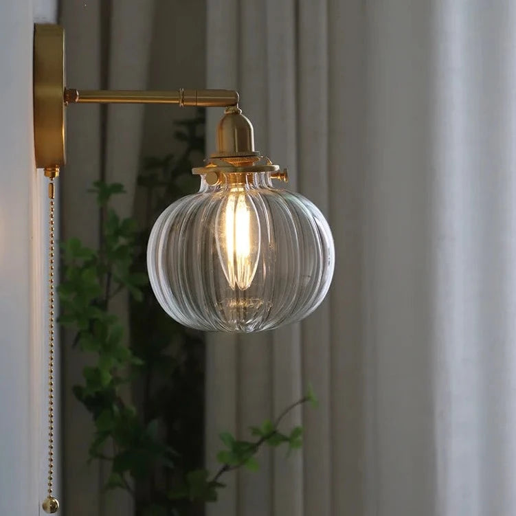 Nordic Luxury Modern LED Round Ripple Flush Wall Light - Brass