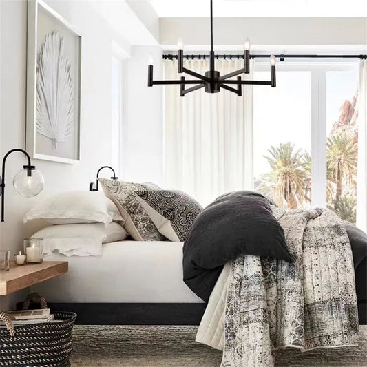 Modern Industrial 6 & 8-Light Pendant Chandelier - 2 Sizes Black - 6 Heads Lilly & Lula