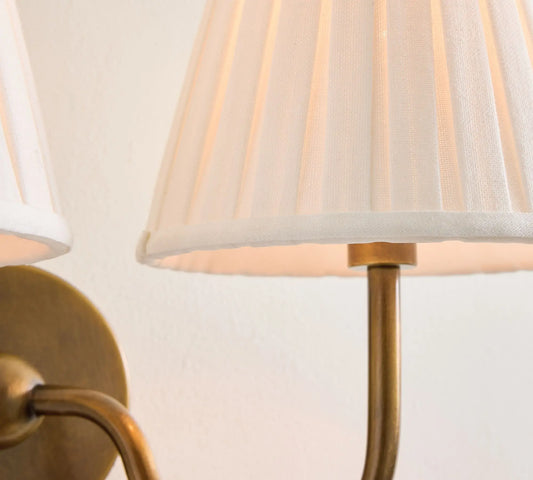 Luxurious French Style Farmhouse Double Wall Light with Linen Shade - 2 Colours