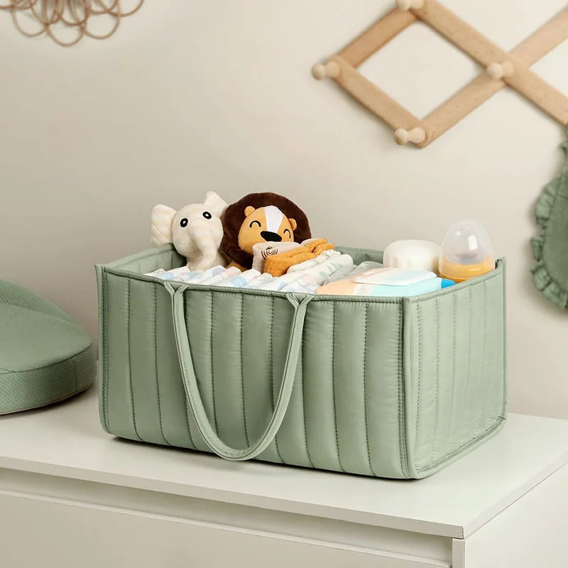 Multifunctional Cotton Nappy Caddy Storage Basket with Handles - Brown, Pink & Sage, Grey & Flowers