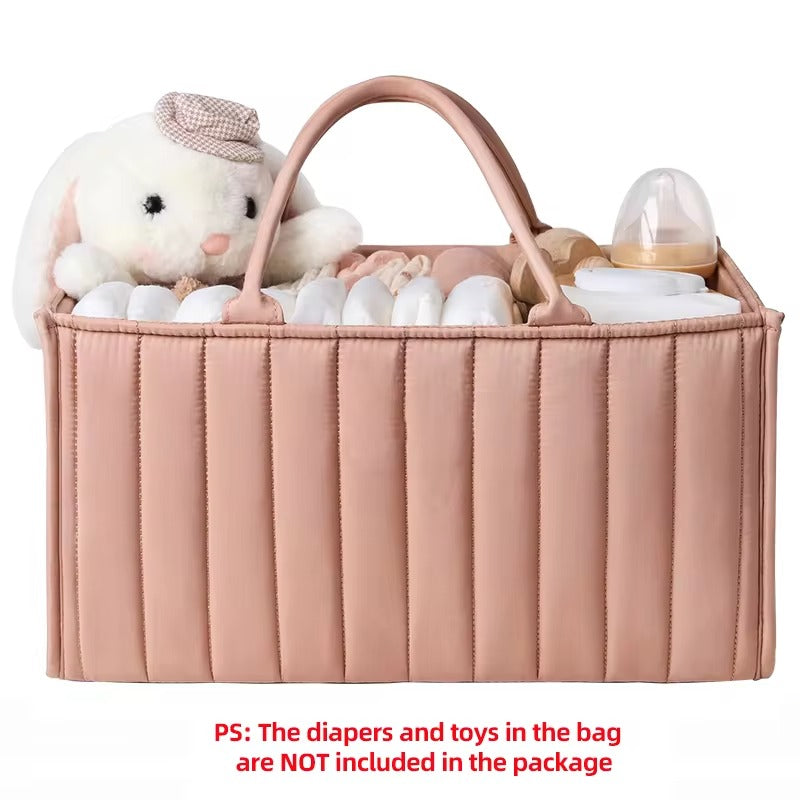 Multifunctional Cotton Nappy Caddy Storage Basket with Handles - Brown, Pink & Sage, Grey & Flowers