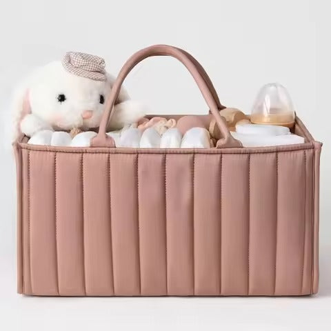 Multifunctional Cotton Nappy Caddy Storage Basket with Handles - Brown, Pink & Sage, Grey & Flowers