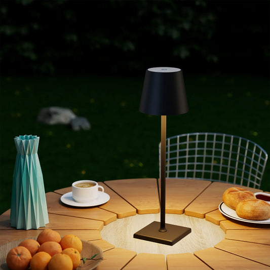Portable Cordless LED Rechargeable Outdoor & Indoor Table Lamp with Modern Shade - 7 Colours