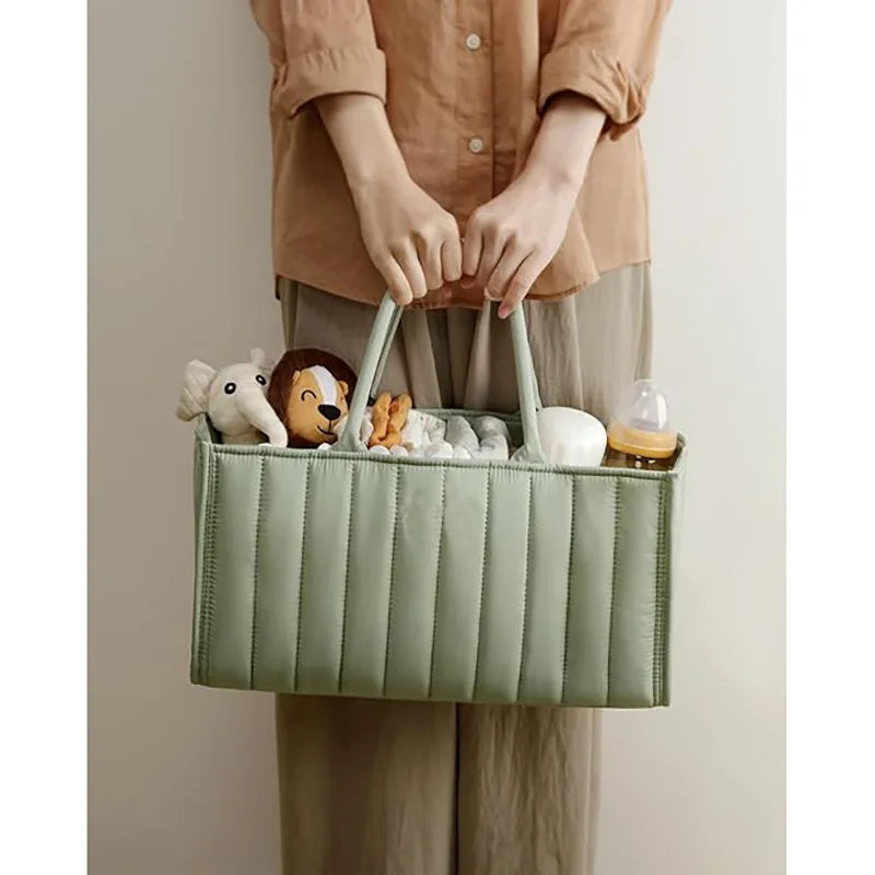Multifunctional Cotton Nappy Caddy Storage Basket with Handles - Brown, Pink & Sage, Grey & Flowers