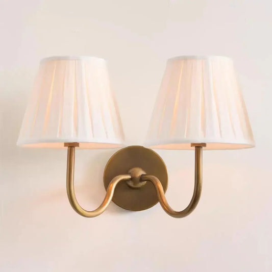 Luxurious French Style Farmhouse Double Wall Light with Linen Shade - 2 Colours