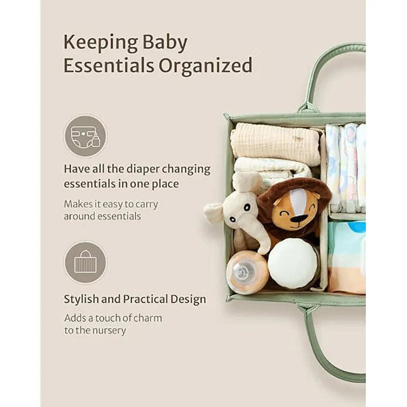 Multifunctional Cotton Nappy Caddy Storage Basket with Handles - Brown, Pink & Sage, Grey & Flowers