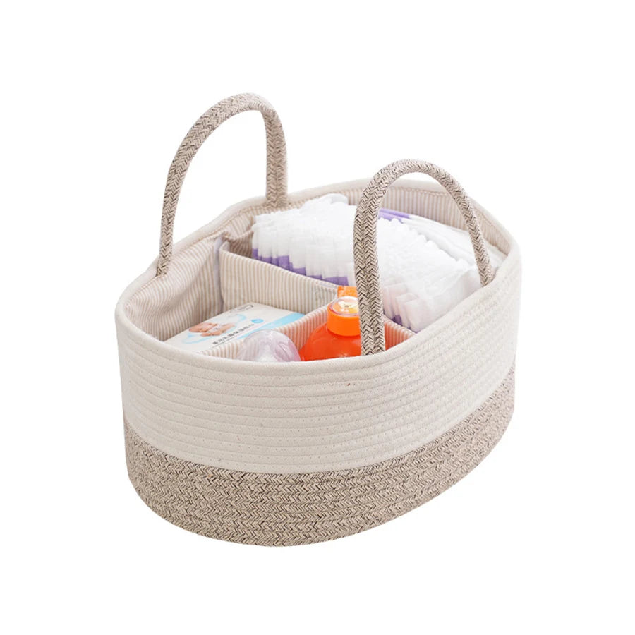 Multifunctional Cotton Nappy Caddy Storage Basket with Handles & Removable Compartments Lilly & Lula