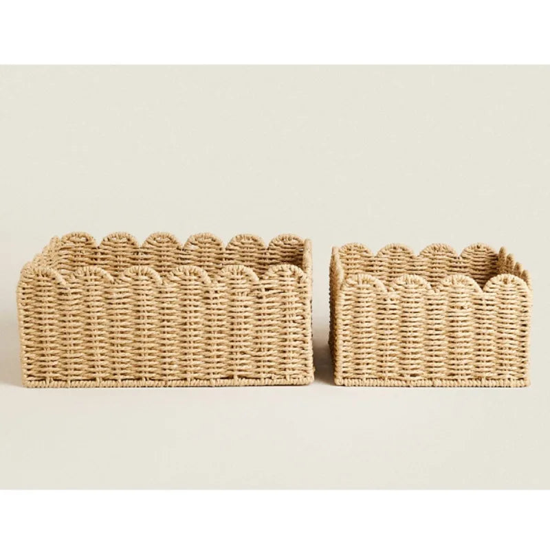 Natural Scallop Woven Wicker Storage Basket - 3 Sizes Lilly & Lula