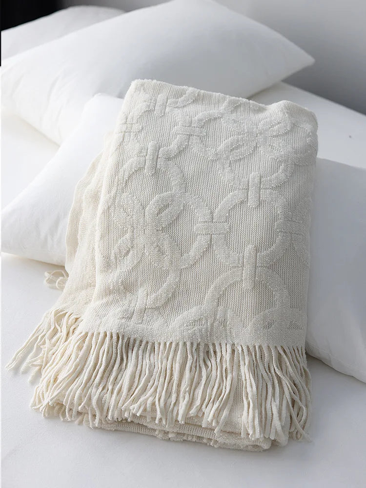 Woven Blanket Large White Throw Blanket Lilly Lula Large Knitted