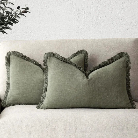Decorative Nordic Frill Cotton & Linen Cushion Covers - 6 Colours