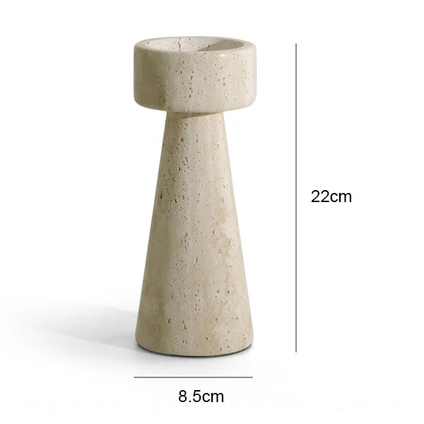 Nordic Inspired Beige Marble Candle Holder - 2 Sizes