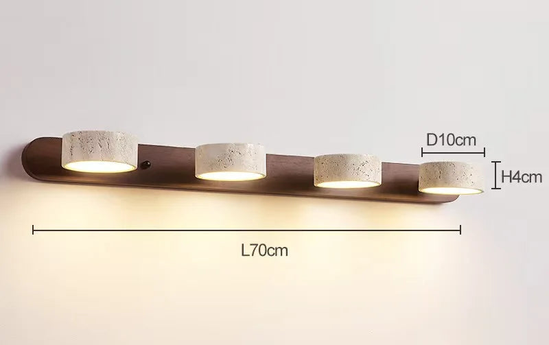 Wabi Sabi Travertine Round Rotating Mirror Bathroom Wall Light - 3 Sizes