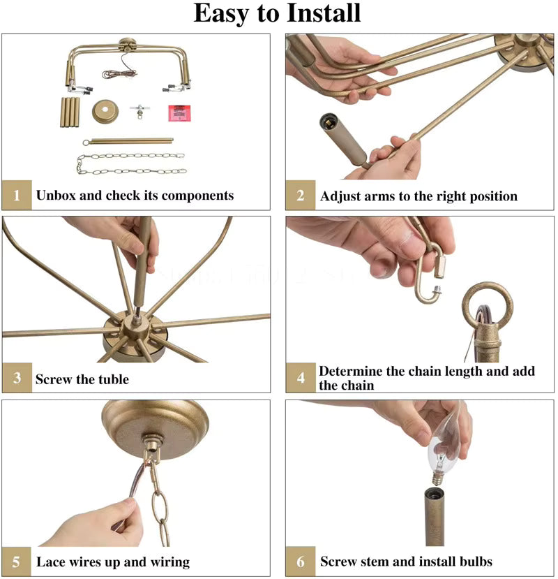 Modern Scandinavian Farmhouse Pendant Chandelier 6 & 8-Light - 2 Colours