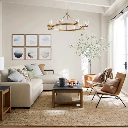 Modern Circular 8-Light Modern Farmhouse Pendant Chandelier with Glass Globes - 2 Colours