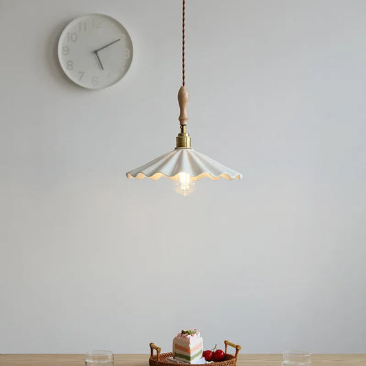 Scandinavian Ceramic LED Hanging Ceiling Pendant Light Fixture - White Lilly & Lula
