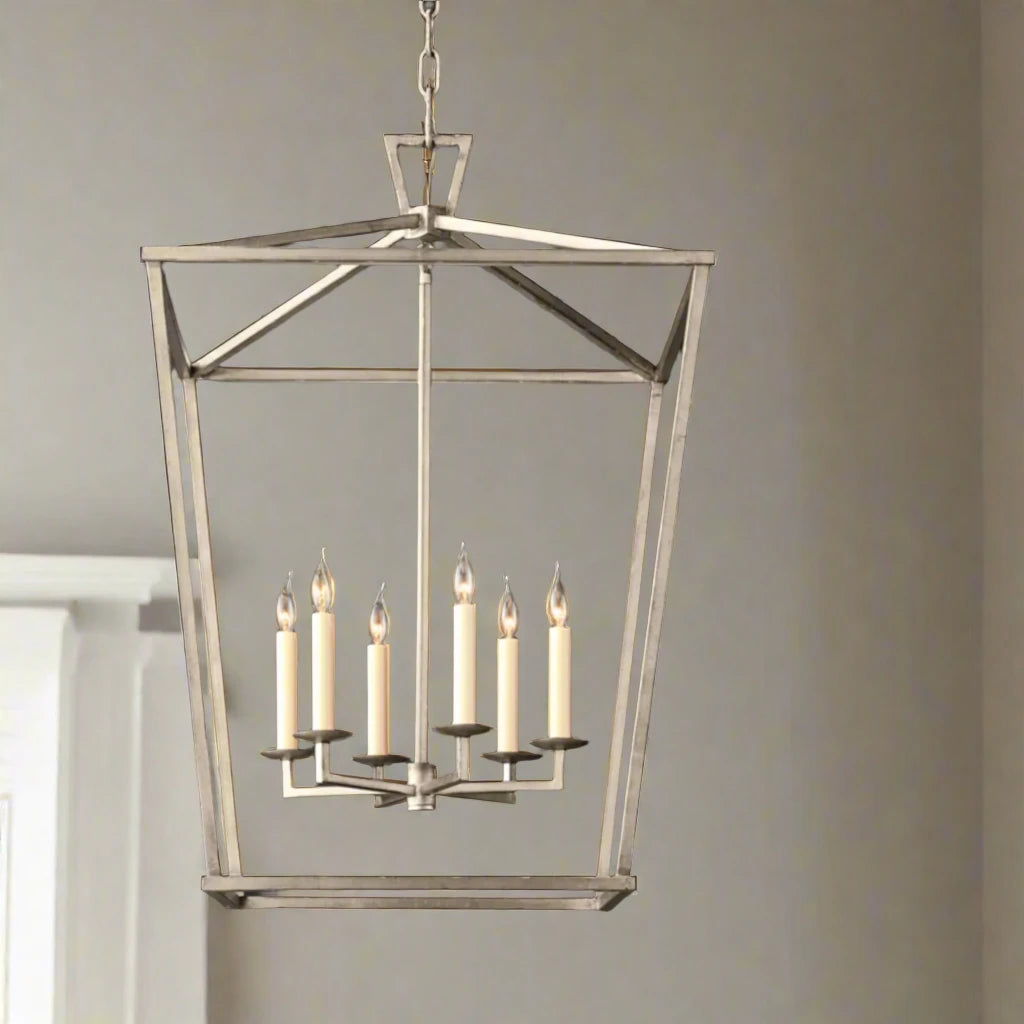 Farmhouse Industrial Hanging Pendant Light - Black, Gold & Silver Silver - 6 Heads Lilly & Lula