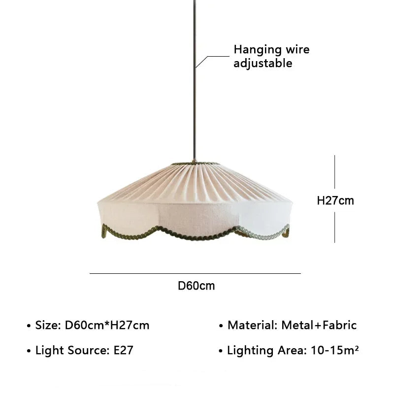 Modern Wabi Sabi Handmade Pendant Light with Green Scalloped Stitching - 3 Sizes