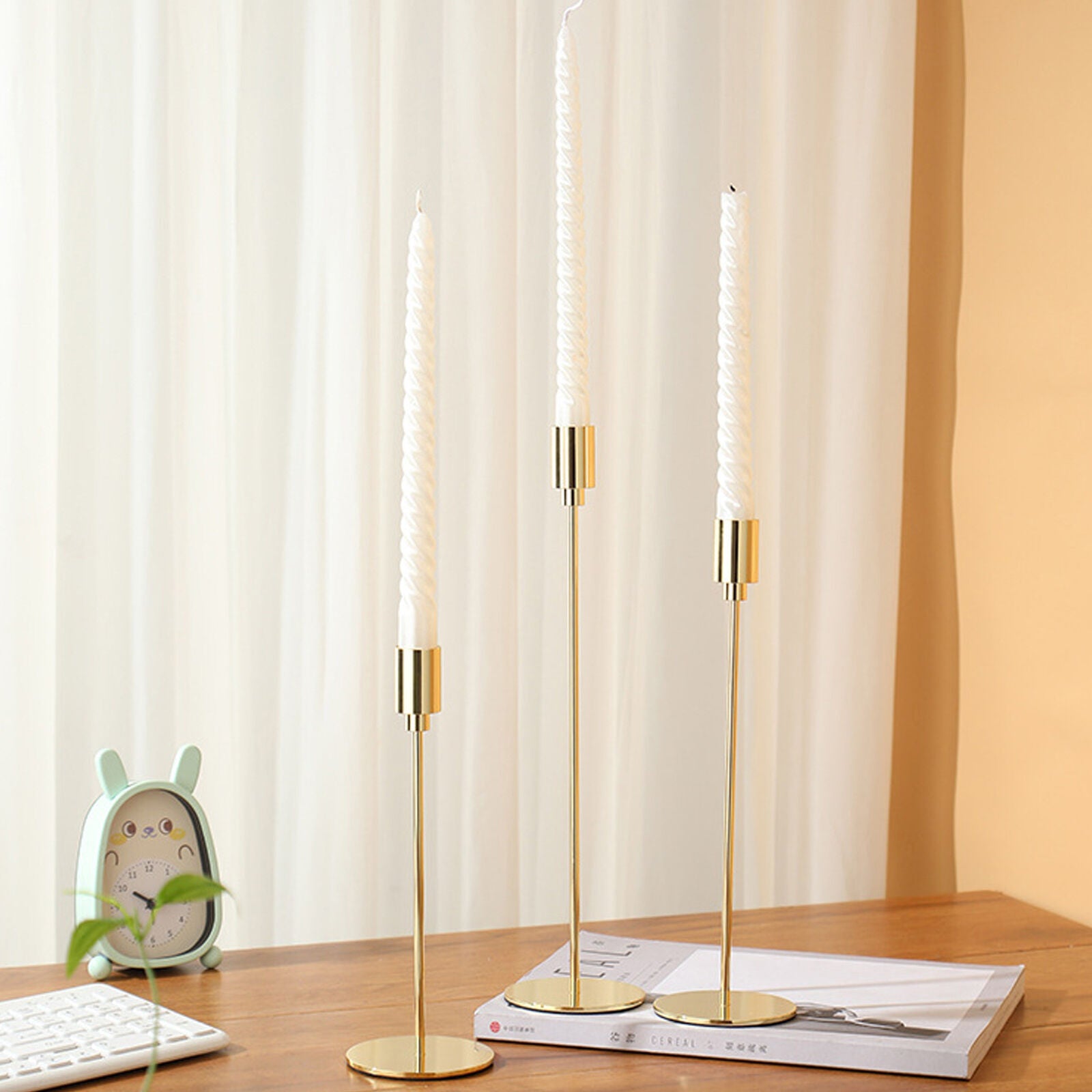 Lilly & Lula | Set of 3 Modern Decorative Candlestick Holders - Gold ...