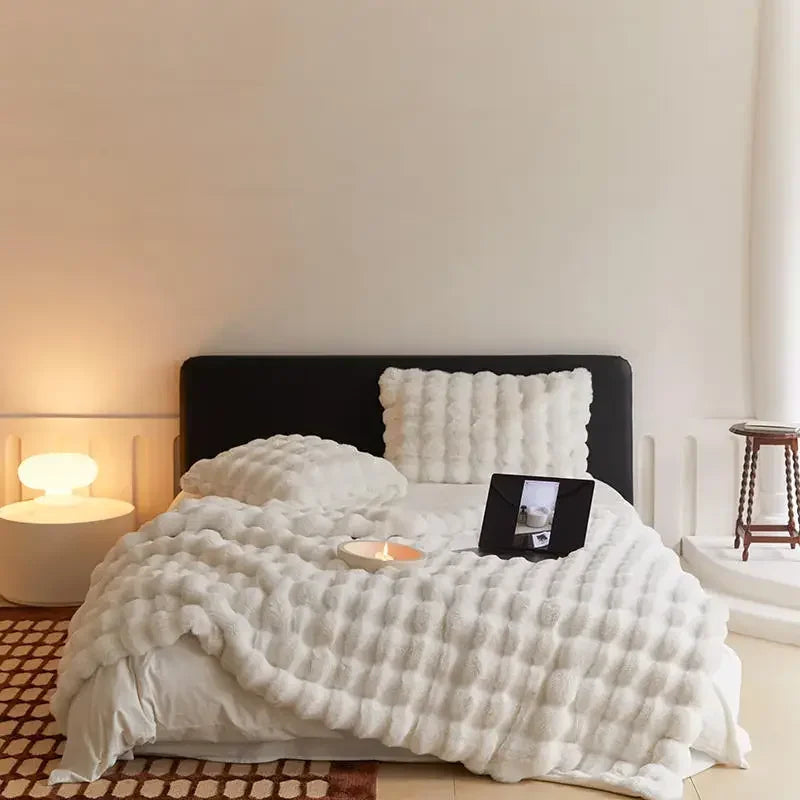 Super Soft Fluffy Luxury Rabbit Faux Fur Wave Throw - 4 Colours Lilly & Lula