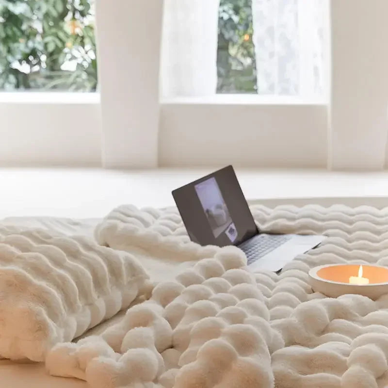 Super Soft Fluffy Luxury Rabbit Faux Fur Wave Throw - 4 Colours Lilly & Lula