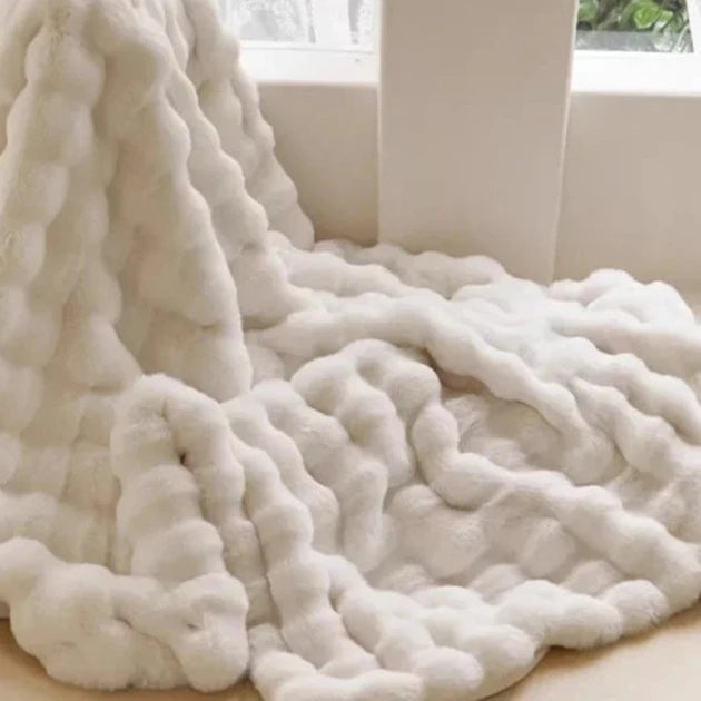 Super Soft Fluffy Luxury Rabbit Faux Fur Wave Throw - 4 Colours Lilly & Lula