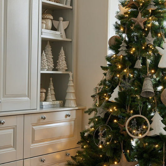 Nordic Ceramic Snowy Layered Christmas Tree With Star - 3 Sizes