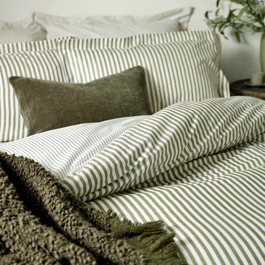 100% Cotton Reversible Stripe Duvet Cover Set - 4 Colours
