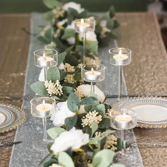 Modern Hand-Blown Tea Light Candle Holders Set - 3 Sizes