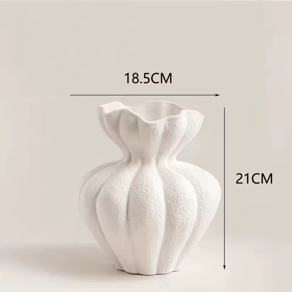Creamy White Lotus Inspired Ceramic Flower Vase - 2 Sizes