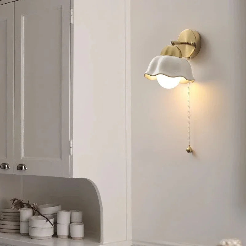 White Nordic Minimalist Scalloped LED Ceramic Wall Lighting