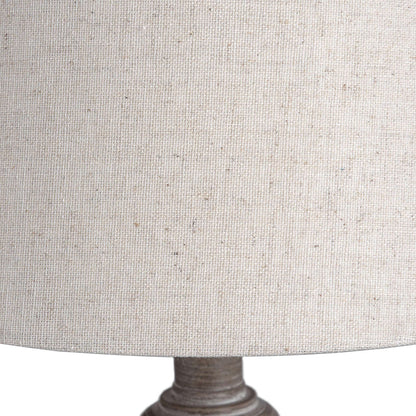 Handcrafted Rustic Teos Table Lamp with Linen Shade