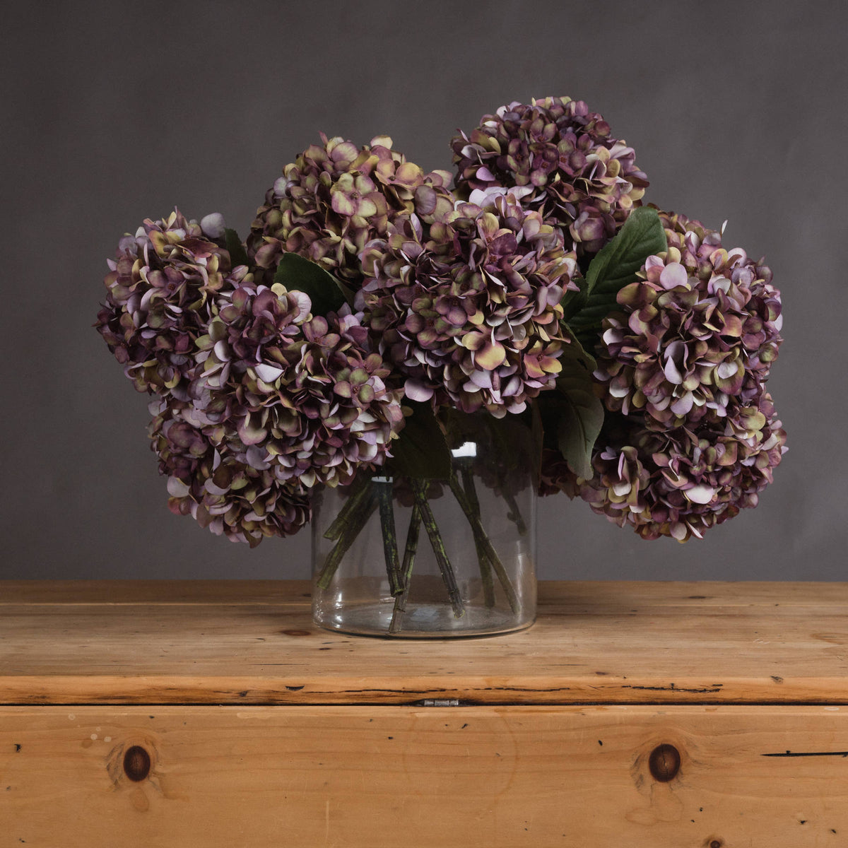 Luxurious Premium Artificial Hydrangea Bloom Stem - 4 colours Burgundy Lilly & Lula