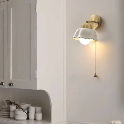 White Nordic Minimalist Scalloped LED Ceramic Wall Light - Flush & Hanging