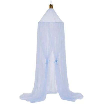 Kids Tulle Bed Canopy with Star Decoration - White, Beige, Pink, Grey, Blue & Purple