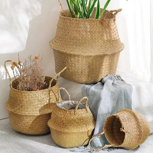 Eco-Friendly Seaweed Wicker Basket Rattan Storage Organiser - 7 Sizes