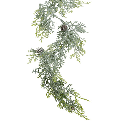 Artificial Frosted Pine Garland With Pinecones - 180cm